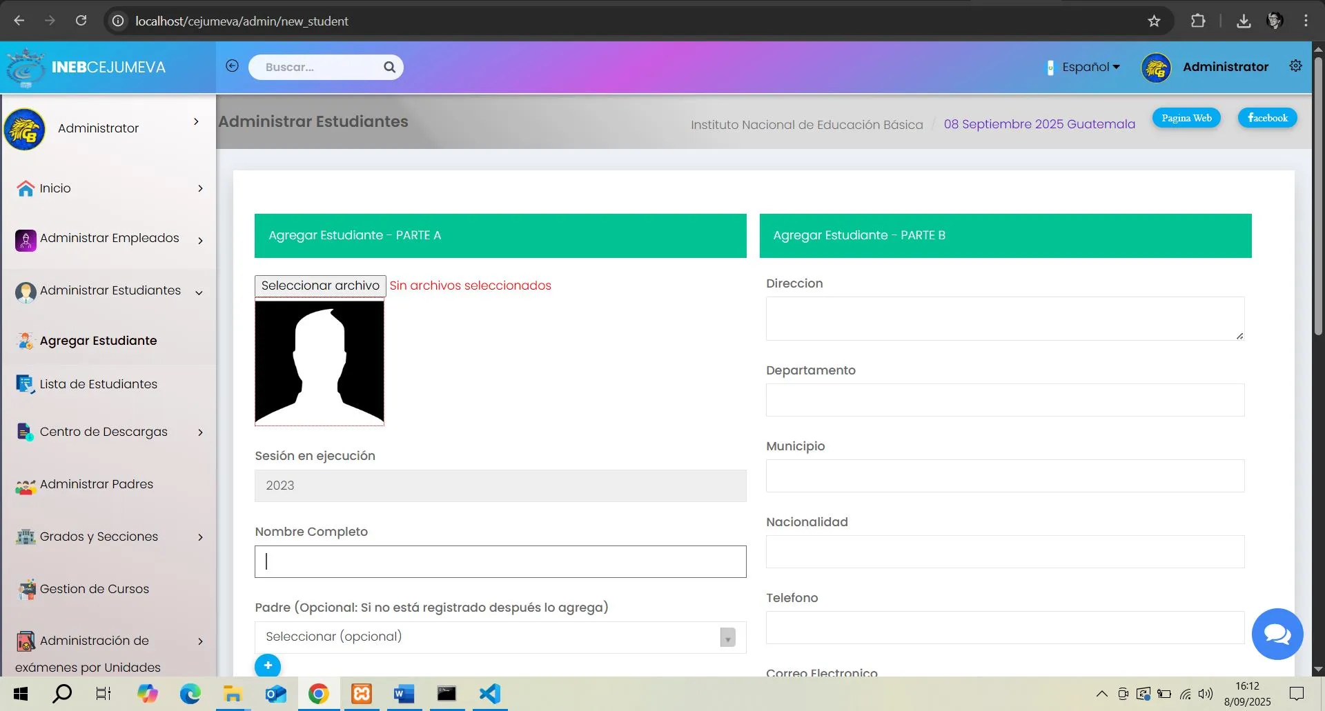 Sistema de Administración Escolar