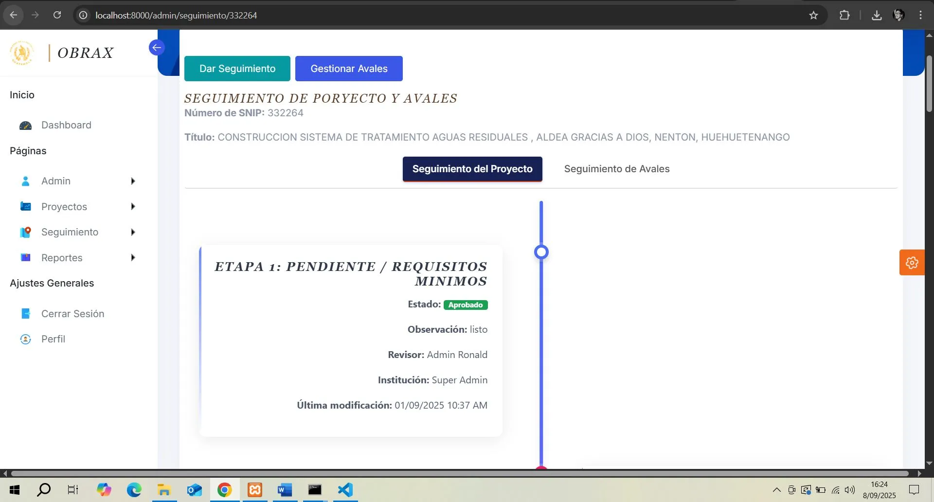 Sistema de Seguimiento de Proyectos Departamentales